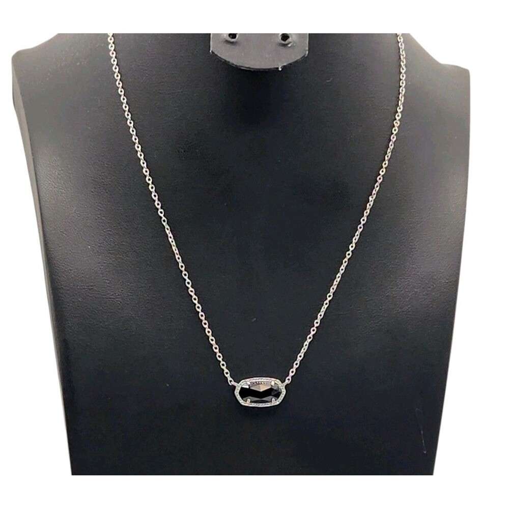 Kendra Scott Elisa Silver Pendant Necklace in Black #6